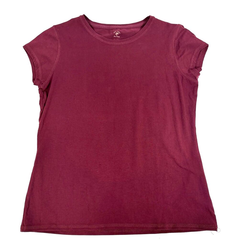 Ruff‎ Hewn Women S Tee Burgundy Red Pima Cotton Soft Casual Everyday Basic Top
